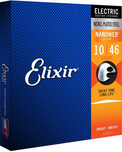 Elixir Strings for Electric guitar with Original Nanoweb ultra thin coating 010-046