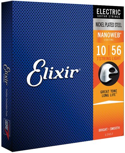Elixir Strings for 7str.Electric guitar with Original Nanoweb ultra thin coating 010-056