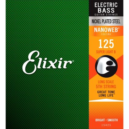Elixir Nickel plated steel 5-та единична струна с NANOWEB покритие  - размер: 125