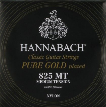Hannabach 825MT Pure Gold plate medium tension strings set for classical guitar
