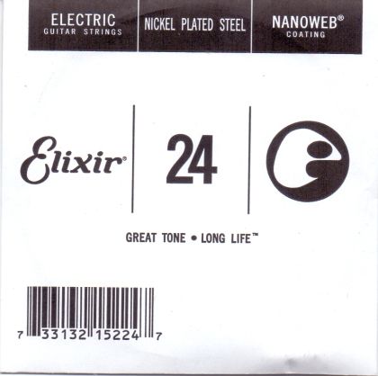 Elixir Single String for Electric guitar with Original Nanoweb ultra thin coating 024