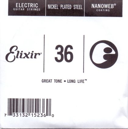 Elixir Single String for Electric guitar with Original Nanoweb ultra thin coating 036