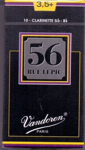 Vandoren 56 Rue Lepic reeds for Clarinet B flat size 3 1/2 +  - box