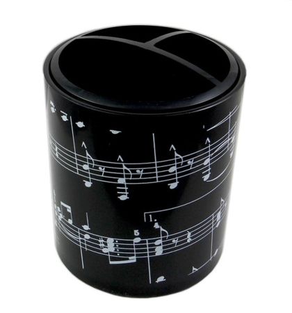 PLASTIC PEN HOLDER ROUND  MUSIC NOTES DESIGN