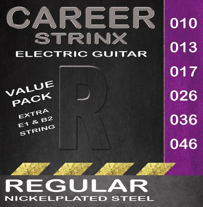 Career strings for electric guitar Regular 010-046 extra 1 & 2 strings
