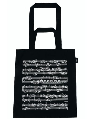 Tote bag notelines black (2 IN 1)