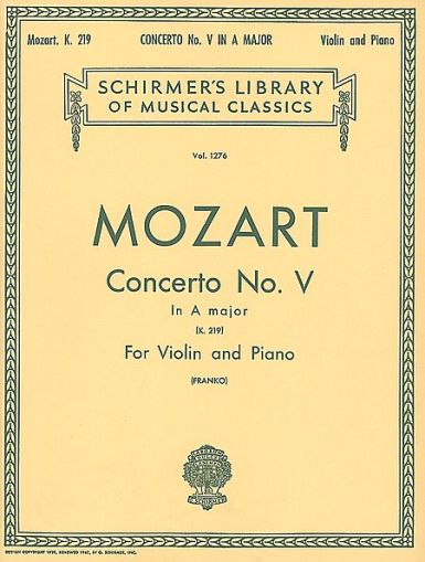 Mozart - Concerto № 5, к. 219 in A major  for violin and piano