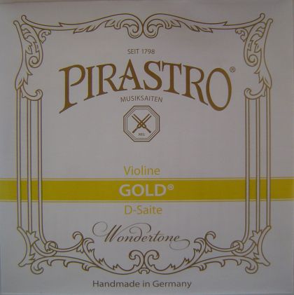 Pirastro Gold Gut Core Silver-Aluminium Wound single string for violin - D