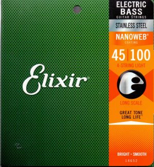 Elixir Stainless steel 4-string set with NANOWEB coating - size: 045- 100
