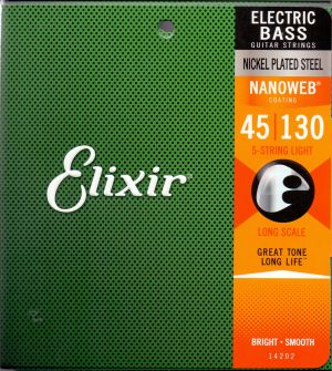 Elixir Nickel Plated 5-string set with NANOWEB coating - size: 045-130