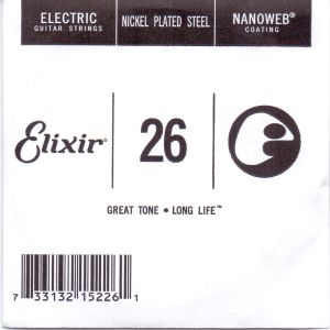 Elixir Single String for Electric guitar with Original Nanoweb ultra thin coating 026