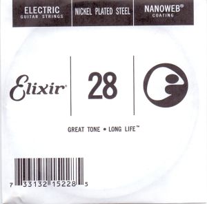 Elixir Single String for Electric guitar with Original Nanoweb ultra thin coating 028