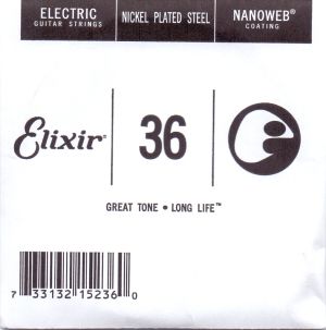 Elixir Single String for Electric guitar with Original Nanoweb ultra thin coating 036
