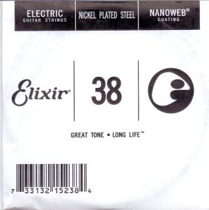 Elixir Single String for Electric guitar with Original Nanoweb ultra thin coating 038