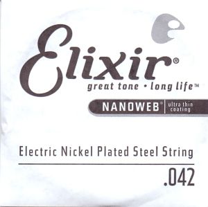 Elixir Single String for Electric guitar with Original Nanoweb ultra thin coating 042