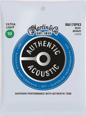 Martin MA-170PK3 струни за акустична китара - 80/20 Bronze 010/047 3 комплекта
