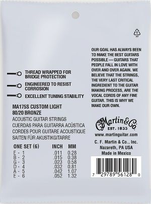Martin Authentic Acoustic Marquis MA175S струни за акустична китара - 80/20 Silked Bronze 011-052