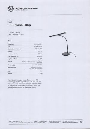 K&M 12297 LED лампа за пиано сребърна