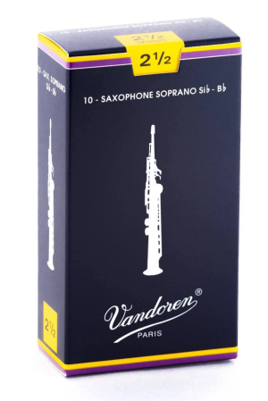 Vandoren reeds for soprano saxophone size 2 1/2- box