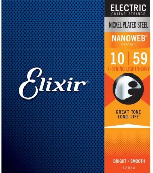 Elixir Strings for 7str.Electric guitar with Original Nanoweb ultra thin coating 010-059