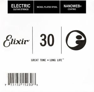 Elixir Single String for Electric guitar with Original Nanoweb ultra thin coating 030