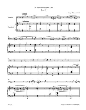 Rachmaninoff Works for Violoncello and Piano BA09994