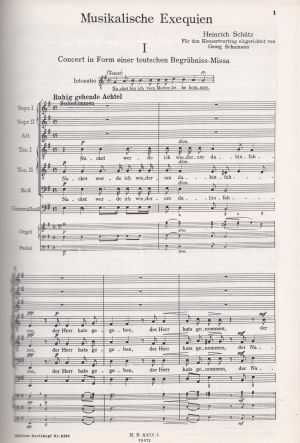 Heinrich Schutz - Musicalische Exequien partitur