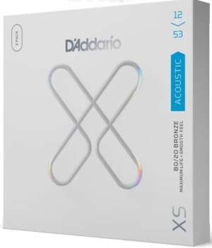 DADDARIO XSABR1253 12-53 Light, XS 80/20 Bronze Coated Acoustic Guitar Strings 3Pack