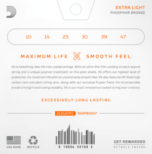  DADDARIO XSAPB1047 10-47  Extra Light, XS Phosphor Bronze Coated струни за акустична китара  3Pack