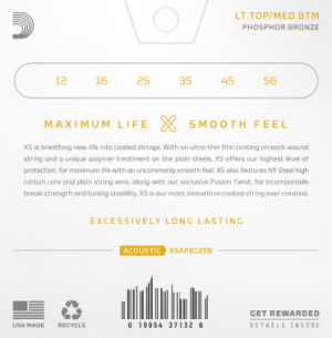  DADDARIO XSAPB1256, 12-56 Light Top/Medium Bottom, XS Phosphor Bronze Coated струни за акустична китара