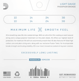 DADDARIO XSM1038 струни за мандолина XS 10-38 Light Phosphor Bronze Mandolin Strings