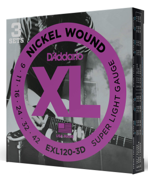 D'Addario 09-42 Regular Light, XL Nickel Electric Guitar Strings 3-Pack