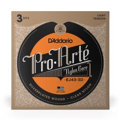 Daddario струни за класическа китара clear nylon silver wound  EJ 43-3D 