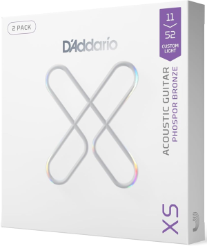 DADDARIO XSAPB1152-2P 11-52 Custom Light, XS Phosphor Bronze Coated Acoustic Guitar Strings 2Pack