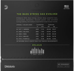 D'Addario  NYXL45125  Bass Strings 045 - 125